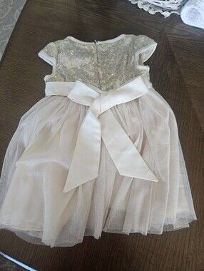 Ivory Sparkle Tulle Sugar Plum Dress with Satin Bow Size 12M